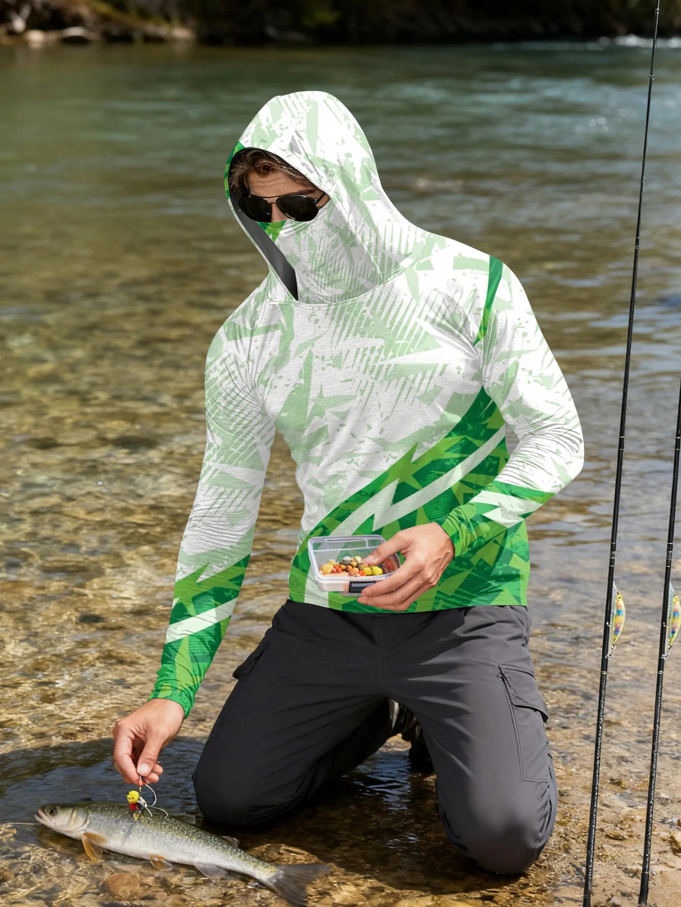Kemeja Pancing Pria dengan Tud - Fishing Mask Sun Protection ulasan dan harga