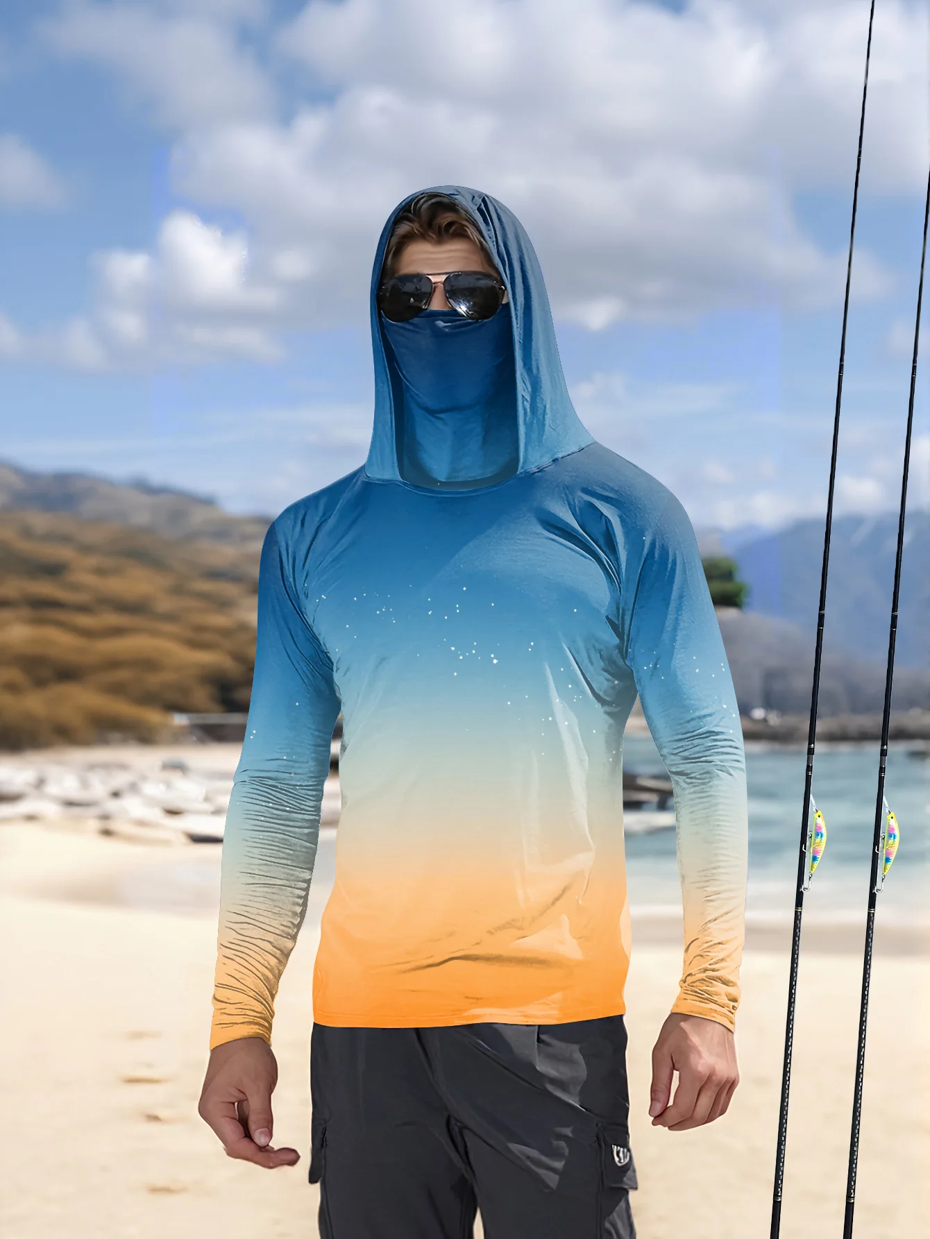 Kemeja Pancing Pria dengan Tud - Fishing Mask Sun Protection ulasan dan harga